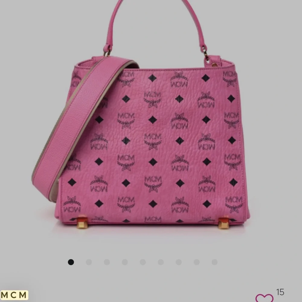 MCM Pink Visetos Structured Top Handle Satchel Like New - Picture 4 of 14